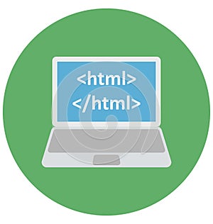 HTML Coding Color Isolated Vector Icon that can be easily modified or edit