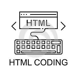 html coding icon. Element of web development signs with name for mobile concept and web apps. Detailed html coding icon can be