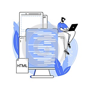 HTML coding isolated cartoon vector illustrations.