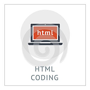 HTML Coding Simpel Logo Icon Vector Ilustration