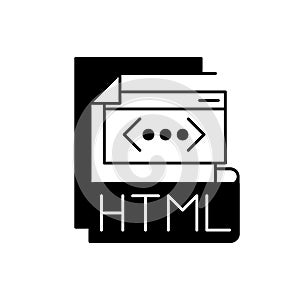 HTML file black linear icon