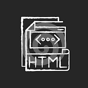 HTML file chalk white icon on black background