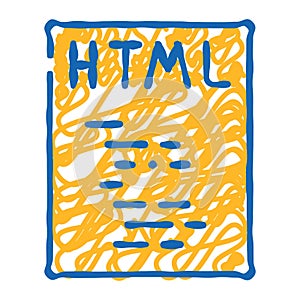 html file format document icon doodle illustration