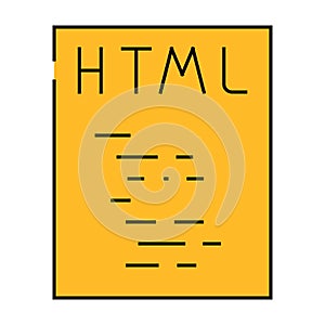 html file format document icon color illustration