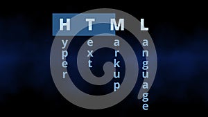 HTML Hypertext Markup Language letters for web design and html code creation for homepages and websites