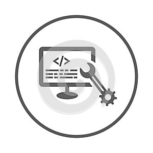 Html management, coding icon. Gray vector graphics
