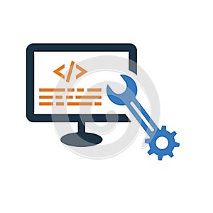 Html management, coding icon. Simple editable vector graphics