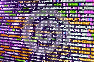 HTML markup language closeup.