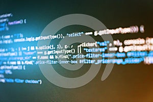 HTML markup language closeup.
