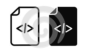 HTML Script Icon Set. Code Tag and Web Programming Vector symbol in a black filled and outlined style. Digital Creation Sign