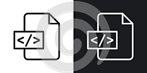HTML Script Icon Set. Code Tag and Web Programming Vector symbol in a black filled and outlined style. Digital Creation Sign