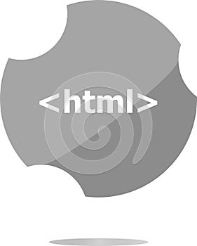 Html 5 sign icon. Programming language symbol. Circles buttons