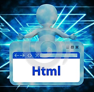 Html Webpage Indicating Hypertext Markup Language 3d Rendering