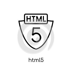 Html5 icon. Trendy modern flat linear vector Html5 icon on white