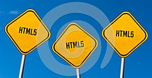 HTML5 - yellow signs with blue sky