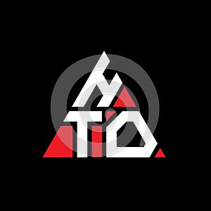 HTO triangle letter logo design with triangle shape. HTO triangle logo design monogram. HTO triangle vector logo template with red photo