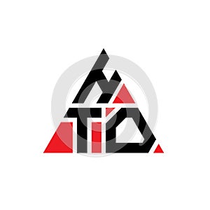 HTO triangle letter logo design with triangle shape. HTO triangle logo design monogram. HTO triangle vector logo template with red photo