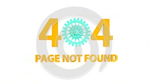 Http 404 error page with gear wheel isolated on white, template concept, 3d illustration. 3d render. Website under construction