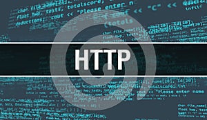 Http with Digital java code text. http and Computer software coding vector concept. Programming coding script java, digital