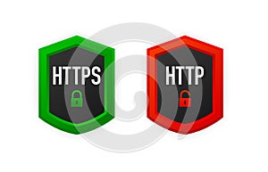 HTTP and HTTPS protocols, safe web surfing and data encryption. Browser Address Showing Secure and Insecure Web