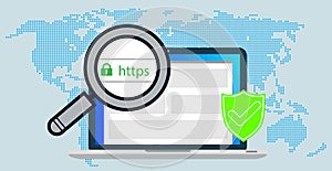 Http and https protocols on shield. Safe and Secure https.