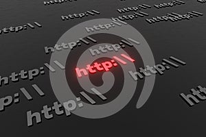 Http symbol sign on black background 3d render. Hypertext transfer protocol secure web 3