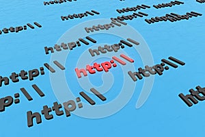 Http symbol sign on blue background 3d render. Hypertext transfer protocol secure web 3 photo