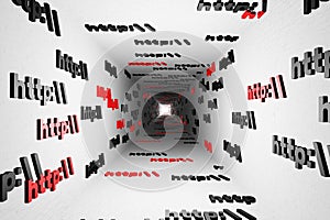 Http symbol sign in white tunnel background 3d render. Hypertext transfer protocol secure web 3 photo