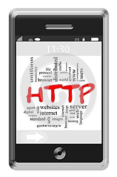 HTTP Word Cloud Concept on Touchscreen Phone