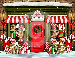 Christmas candy shop illustration photo