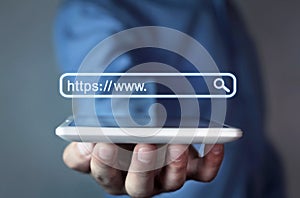 Https address. Internet search concept