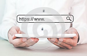 Https address. Internet search concept