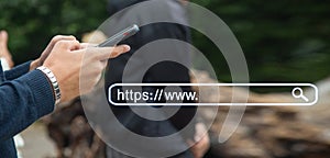 Https address. Internet search concept