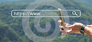 Https address. Internet search concept