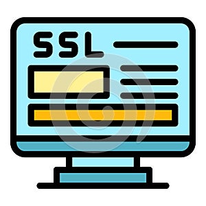 Https certificate icon color outline vector