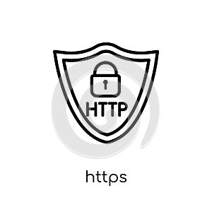 Https icon. Trendy modern flat linear vector Https icon on white