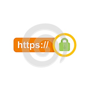 Https protocol symbol showing secure connection with padlock