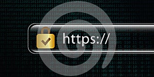 Https secure internet connection binary code background