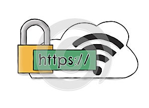 HTTPS WIFI Cloud Hand Drawn photo