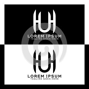HU initial letter logo. Alphabet H and U pattern design monogram