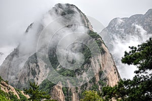 Hua Shan mountain is a sacred Taoist mountain located in Shaanxi province in China