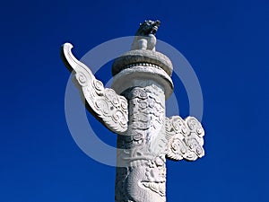 Huabiao ceremonial column against the blue sky photo