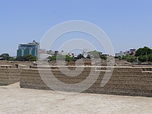 Huaca Pucllana with anti quake adobe bricks