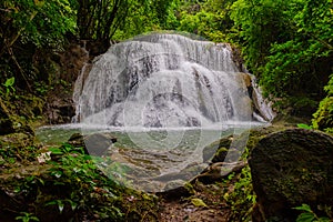 Huai-mae-kha-min waterfall beautiful 3th floor waterfall in national park of Kanchanaburi Thailand