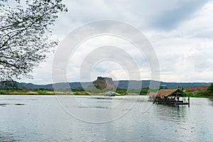 Huai Muang, Thailand lake with boat house the place of relax