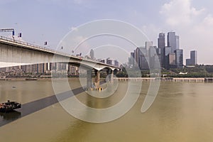 Huanghuayuan Bridge over Jialing river in Chongqing, Chi