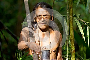 Huaorani Indigenous Hunter In Amazon Basin