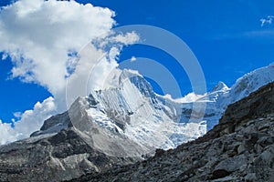 Huascaran high snow mountains in Peru