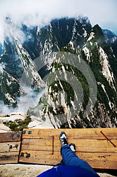 Huashan Plank Walk China with Hiker feet