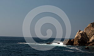 Huatulco bay with blue ocean